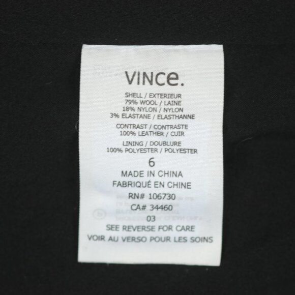 Vince Women's Size 6 Black Blue Leather & Wool Boucle Draped Collar Jacket - Picture 9 of 10